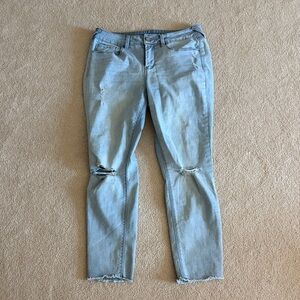 Trendy Light Blue Ripped Women's Skinny Jeans